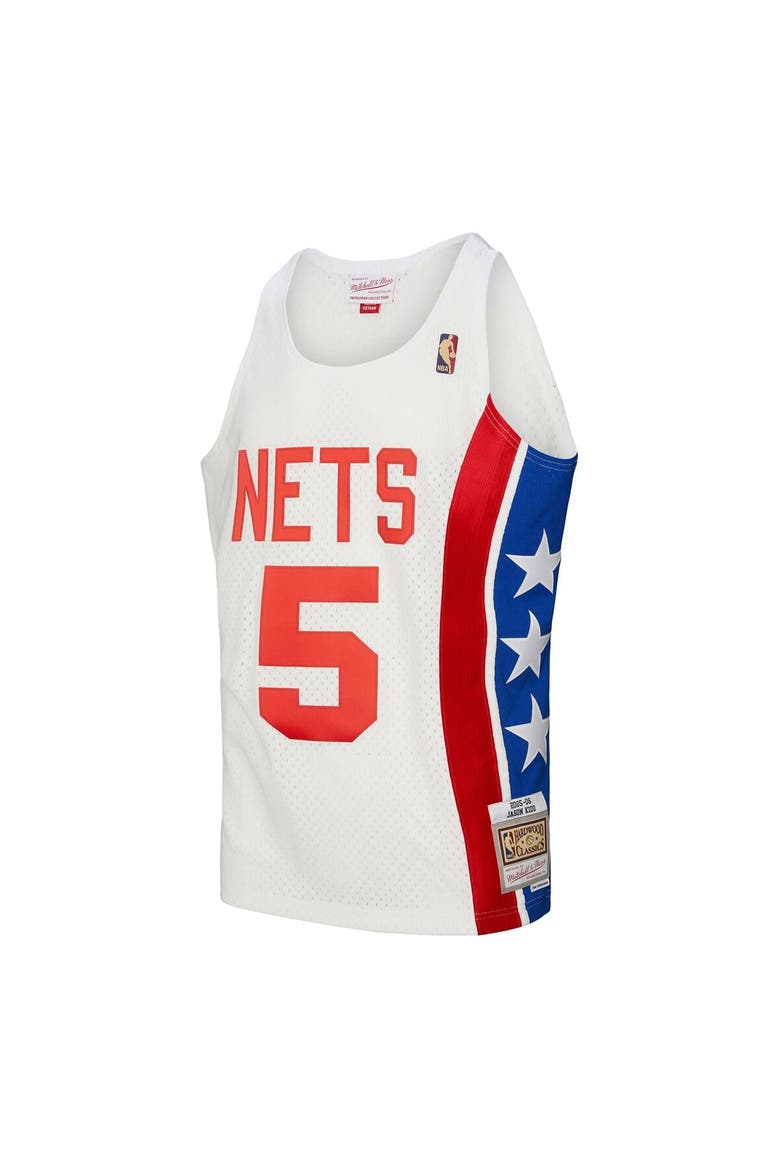 Men's Mitchell & Ness Jason Kidd White New Jersey Nets 2005/06 Hardwood Classics Swingman Jersey, Alternate, color, White