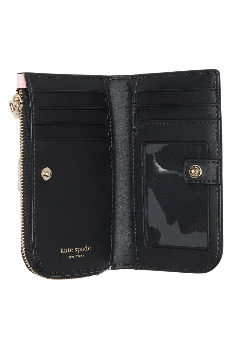devin breezy dot embossed saffiano leather wallet, Alternate, color, BLACK MULTI