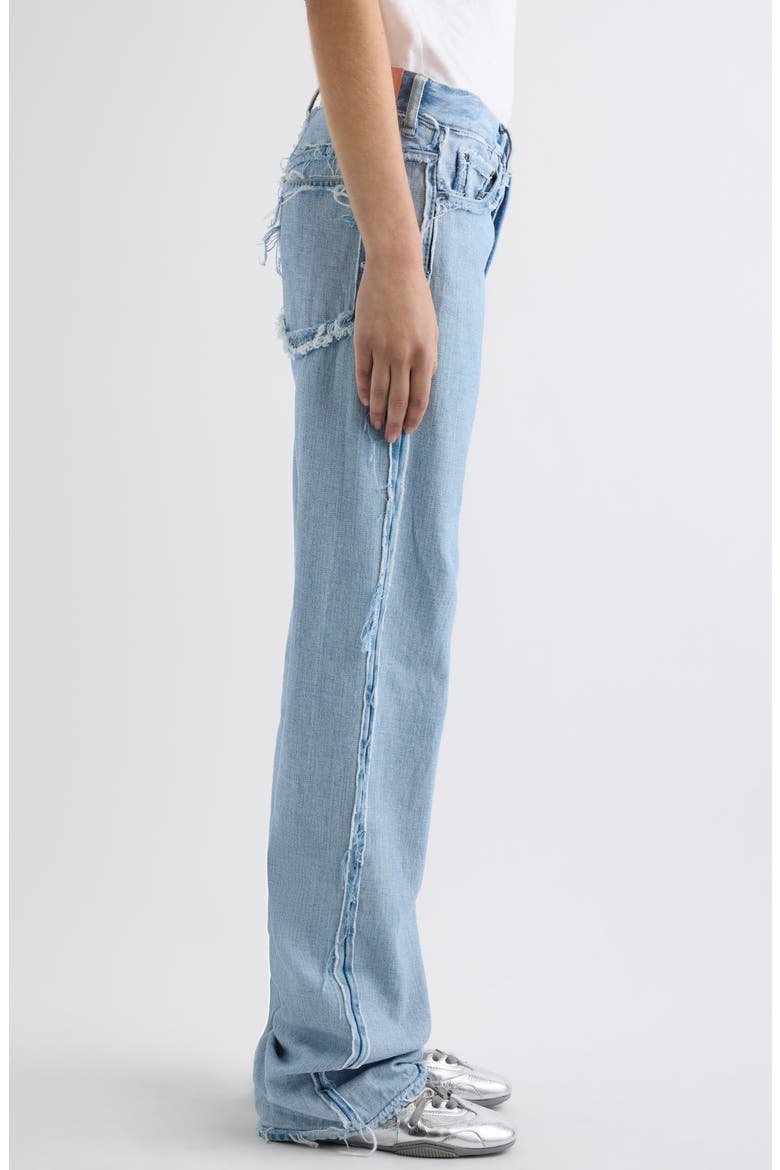 Pazer Frayed Double Layer Straight Leg Jeans, Alternate, color, LIGHT BLUE