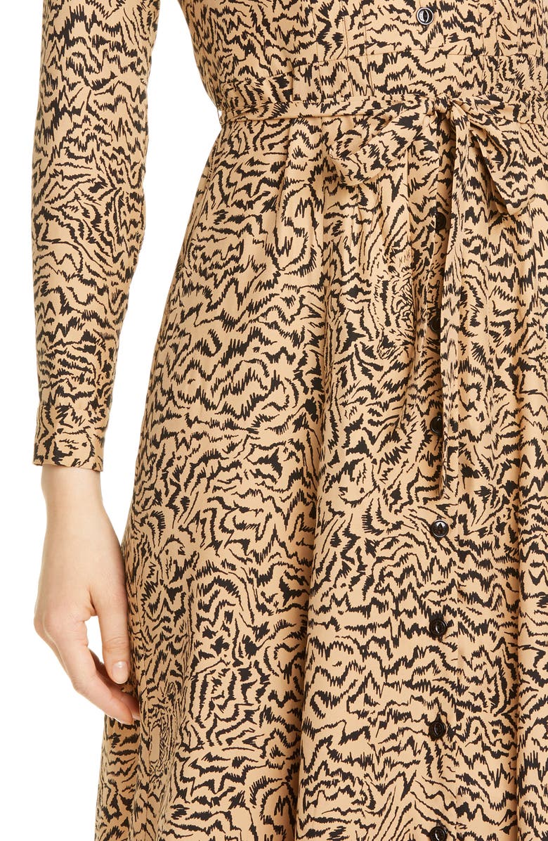 HVN Lauren Print Long Sleeve Silk Shirtdress, Alternate, color, 
