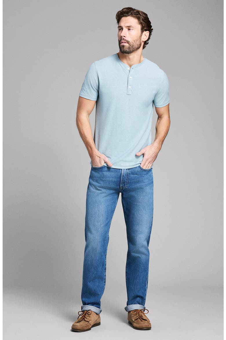Bird's Eye Short Sleeve Henley, Alternate, color, STEEL BLUE/ TINTED WHITE