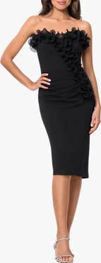 Xscape Evenings Strapless Ruffle Cocktail Dress