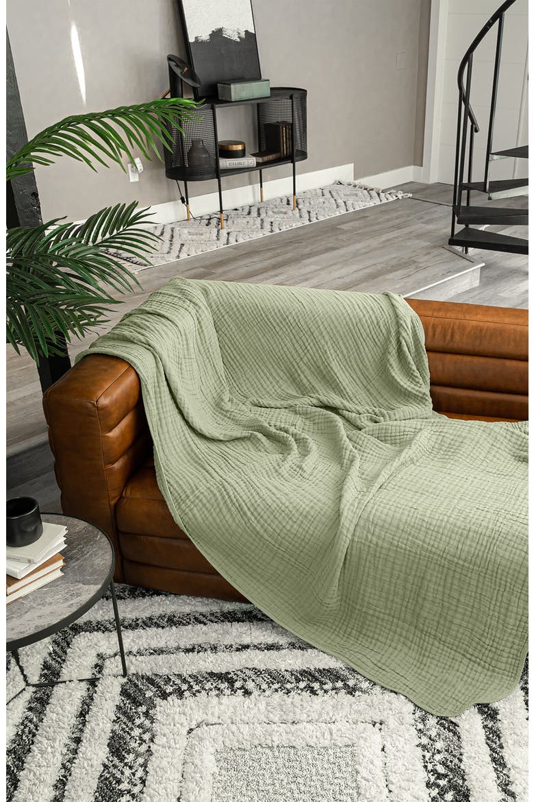 Adult Muslin Blanket, Alternate, color, Sage