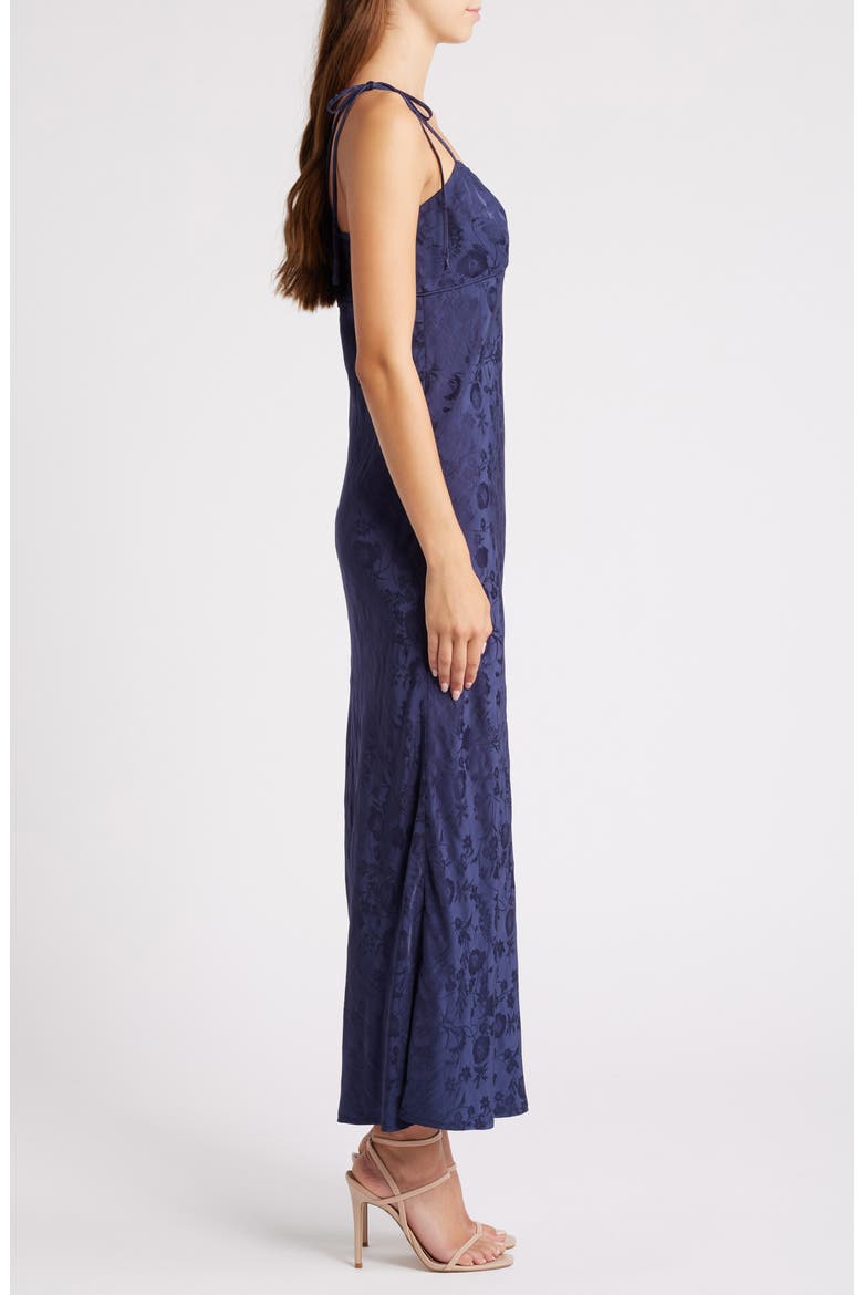 Aitana Floral Tie Strap Brocade Dress, Alternate, color, NAVY