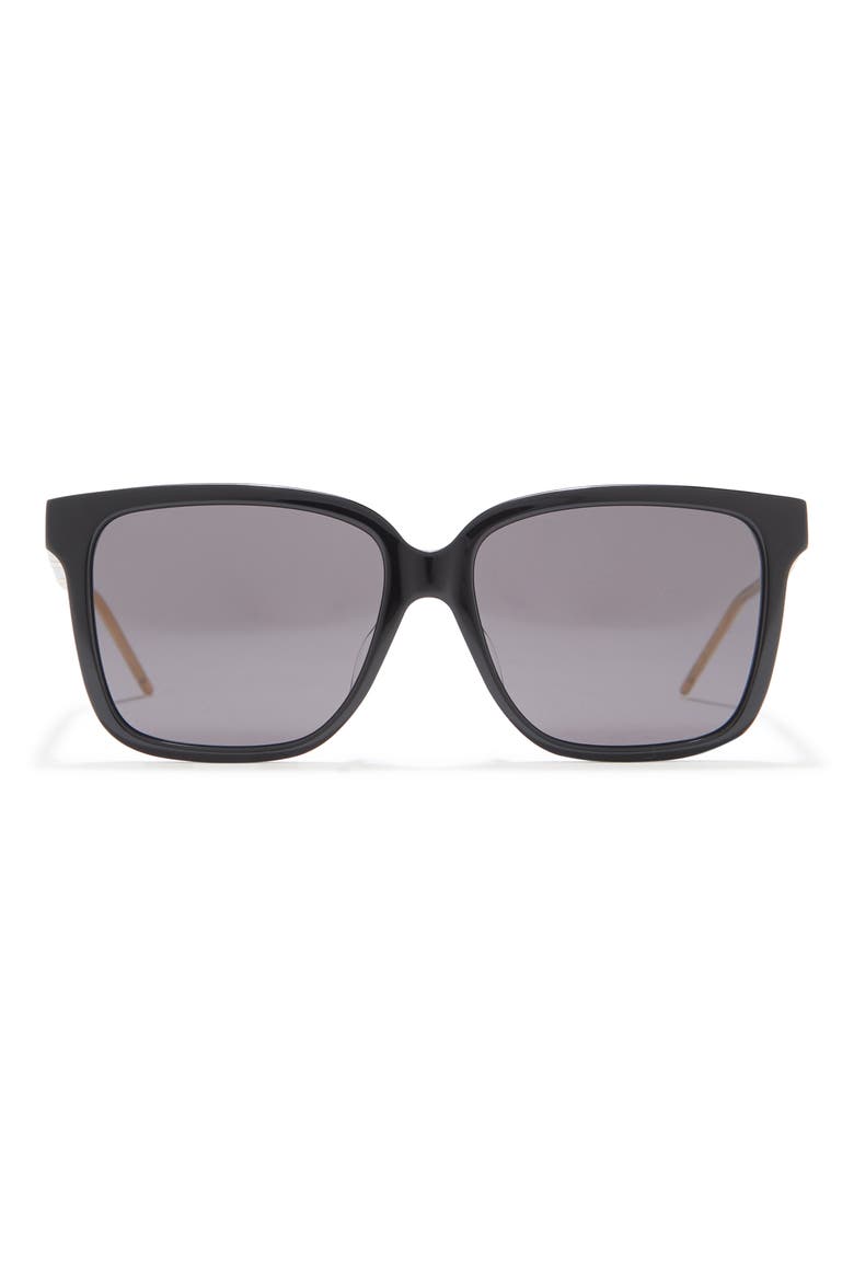 56mm Square Sunglasses, Main, color, BLACK