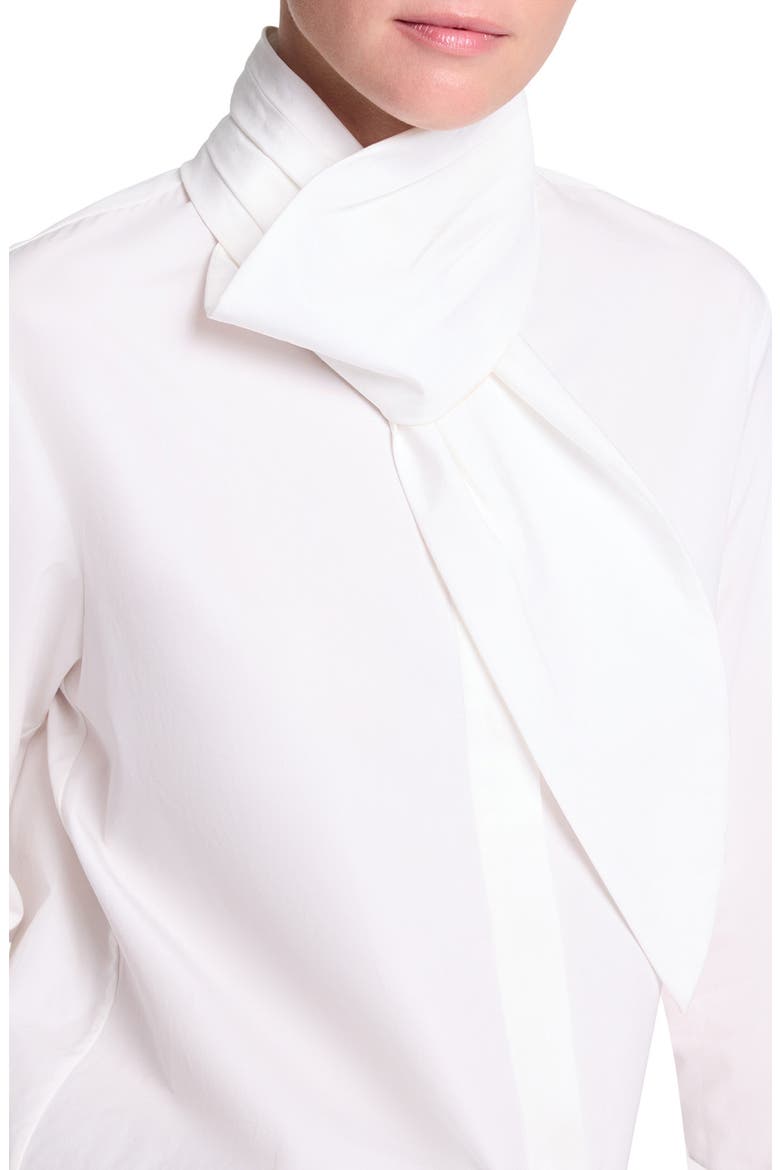 Cotton Tie Neck Shirt, Alternate, color, WHITE
