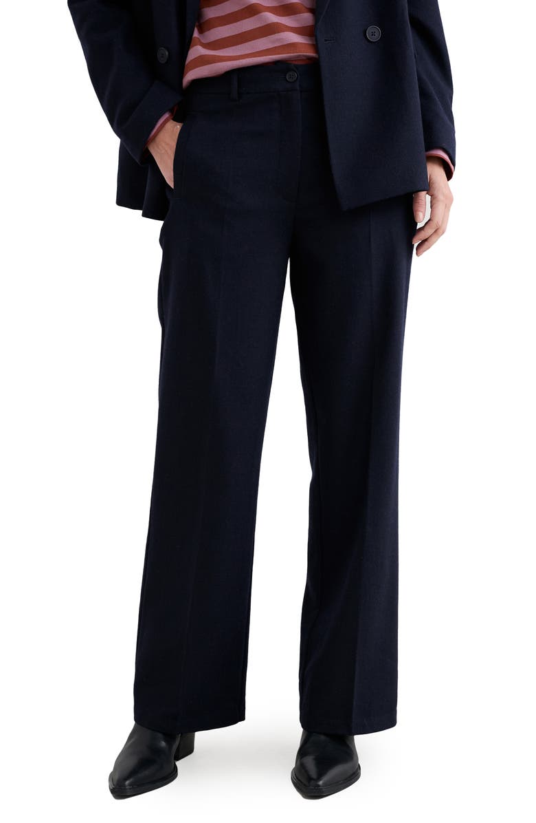 Seasalt Cornwall Lowena Straight Leg Recycled Wool Blend Pants, Main, color, Maritime