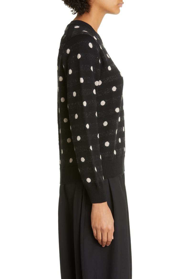 Polka Dot Jacquard Wool Blend Sweater, Alternate, color, BLACK X BEIGE