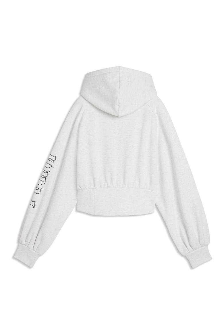Street Glam Stud Detail Zip Front Hoodie, Alternate, color, WHITE GLOW HEATHER