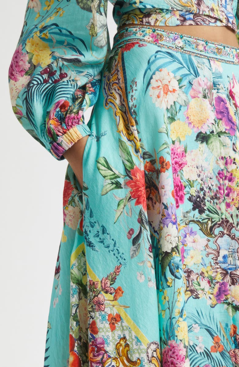 Camilla Crystal Embellished Linen Maxi Skirt, Alternate, color, 