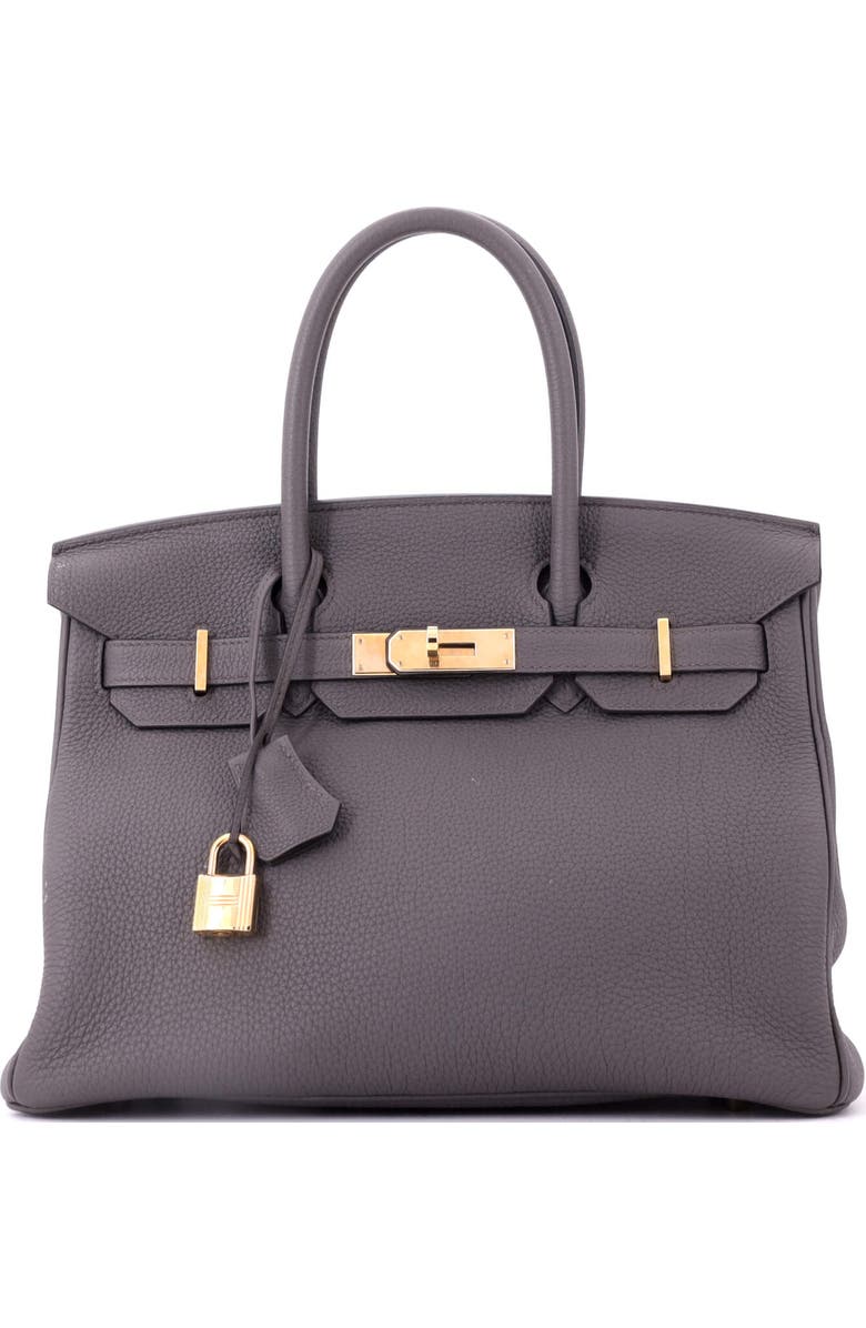 Pre-Owned Hermes Birkin Handbag Grey Togo with Rose Gold Hardware 30, Main, color, Etain