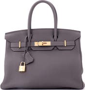 Pre-Owned Hermes Birkin Handbag Grey Togo with Rose Gold Hardware 30
