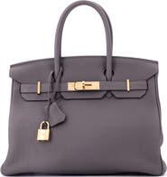 Pre-Owned Hermes Birkin Handbag Grey Togo with Rose Gold Hardware 30