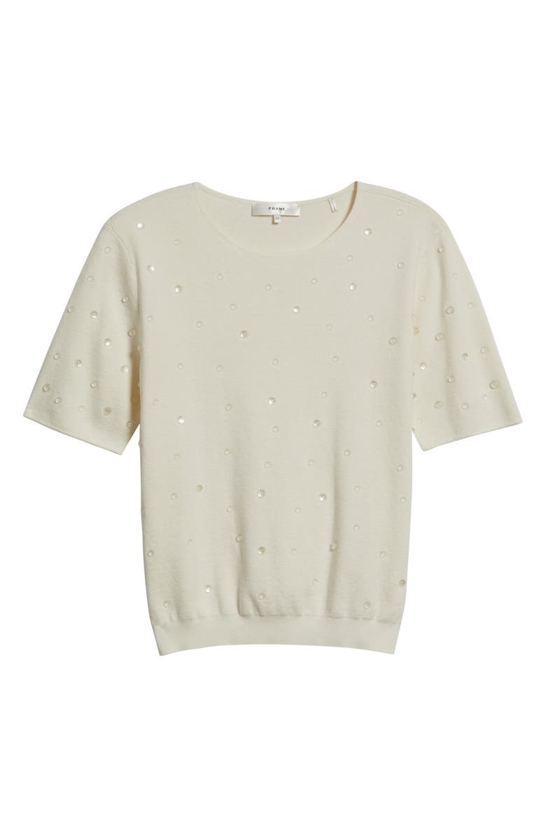 FRAME The Droplet Silk & Cotton Sweater, Alternate, color, White