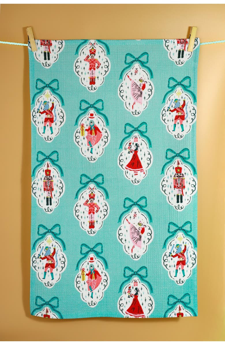 Tiramisu Merry & Bright Modern Holiday Kitchen Towels, Alternate, color, Blue