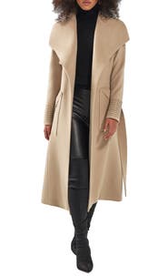 SENTALER Wide Collar Belted Alpaca & Wool Wrap Coat