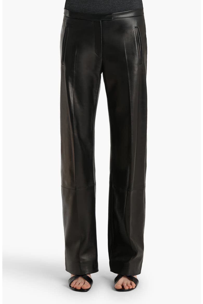 Miles Plongé Leather Straight Leg Pants, Main, color, BLACK