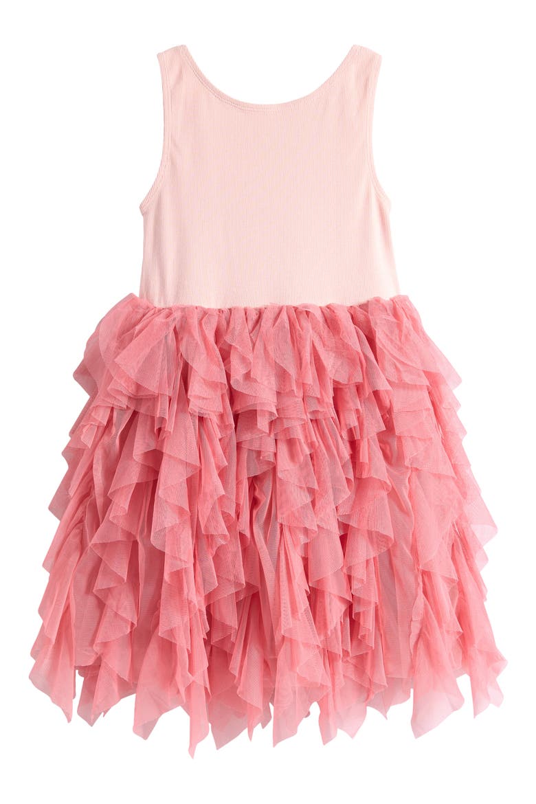 Kids' Rib Knit & Tulle Tank Dress, Main, color, CHALK PINK