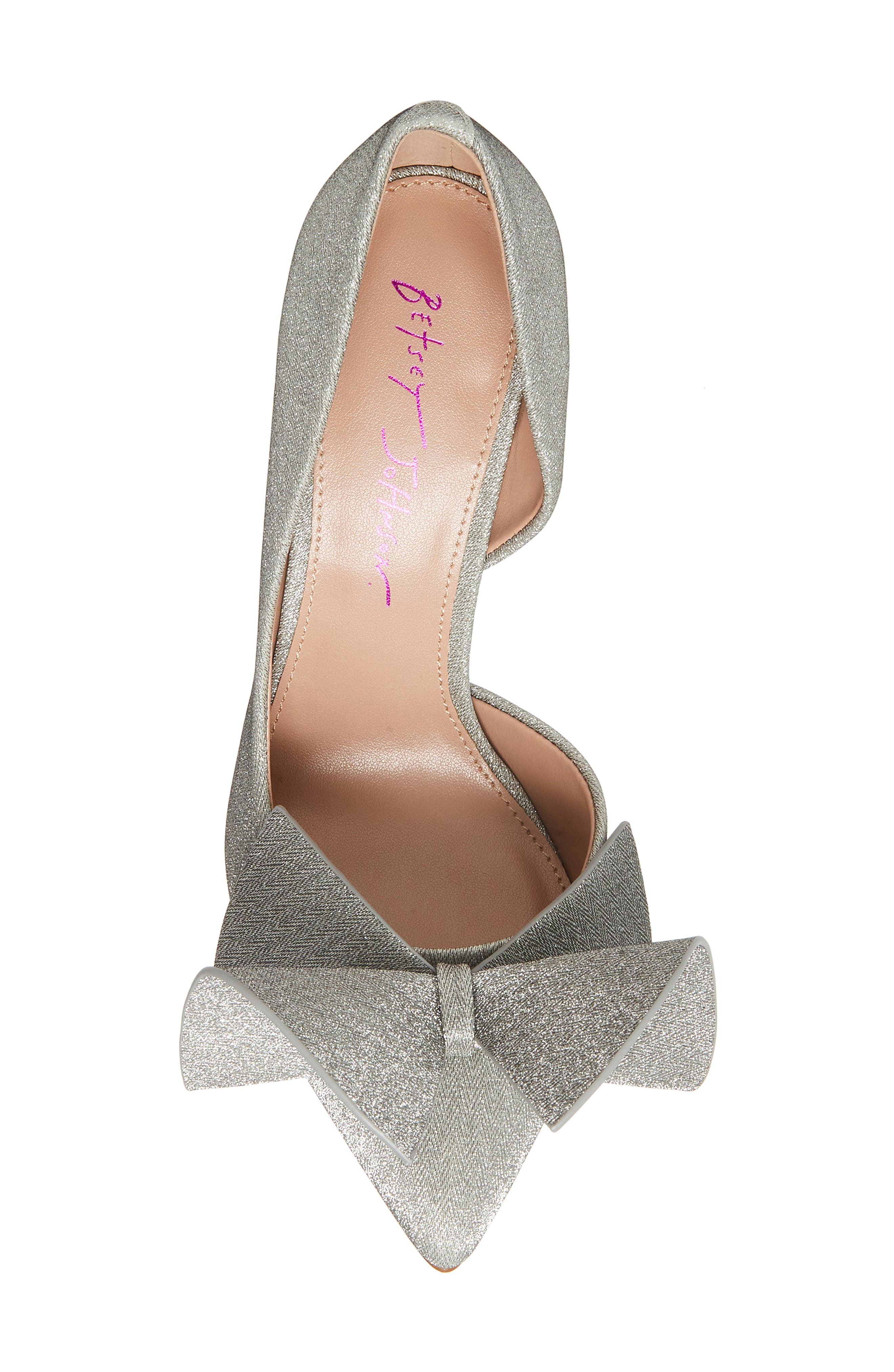 Betsey Johnson Nobble Half d'Orsay Pointed Toe Pump, Alternate, color, Silver