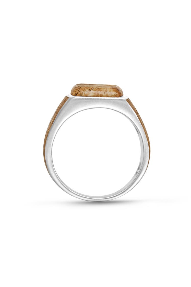 Light Brown Picasso Jasper Sterling Silver Men Signet Ring, Alternate, color, Brown