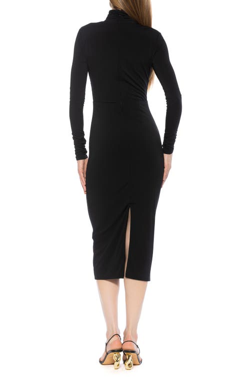 Alexia Admor Elio Draped Bodice Midi Sheath Dress In Black