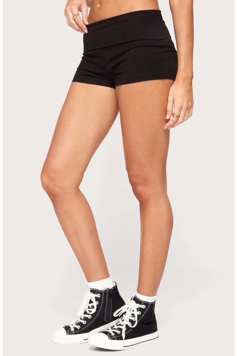 Marleaux Foldover Shorts, Alternate, color, BLACK