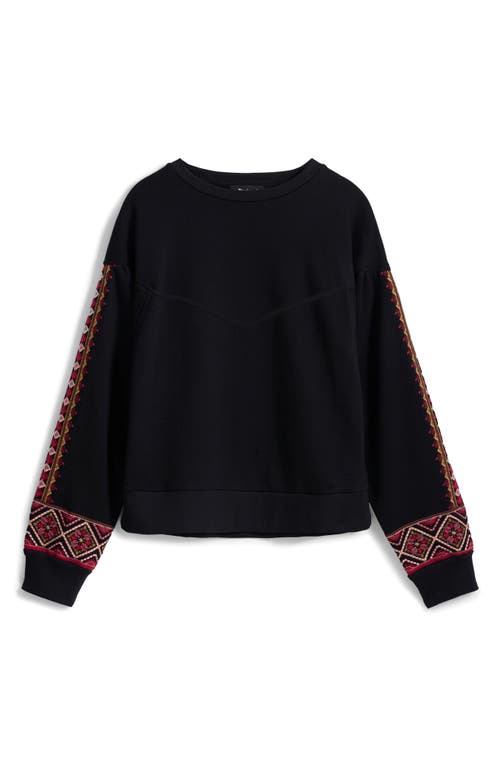 Desigual Embroidered Sleeve Sweatshirt In Black