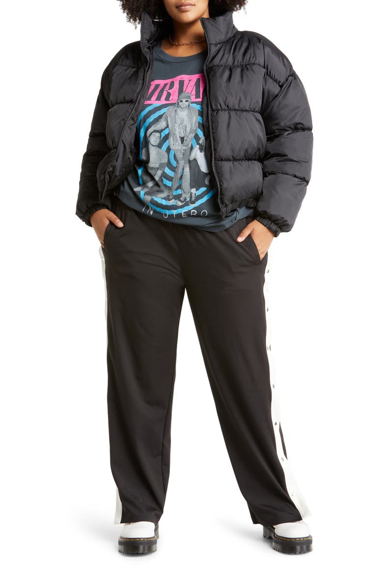 Water-Resistant Crop Puffer Jacket, Alternate, color, BLACK