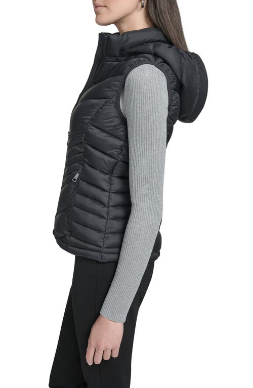 Calvin Klein Water Resistant Chevron Quilted Puffer Vest In Black