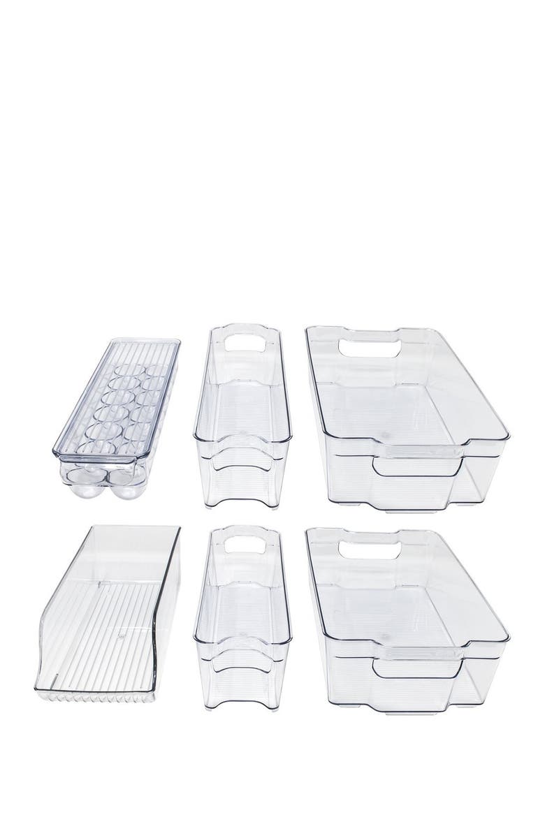 6-Piece Refrigerator & Freezer Organizer Bins, Main, color, CLEAR
