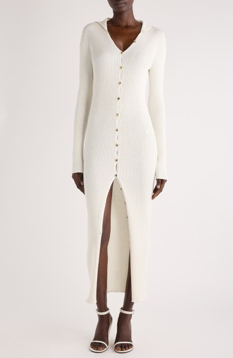 ワンピース COURREGES Woman Dress White 225MRO631FI0001 0001 Courrèges White Reversed Ribbed-Knit Dress Courreges