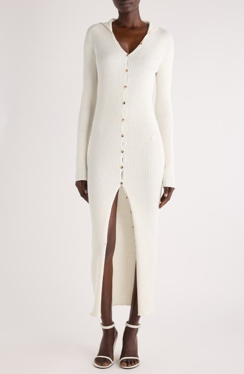 Shop Courrèges Long Sleeve Rib Sweater Dress In Heritage White