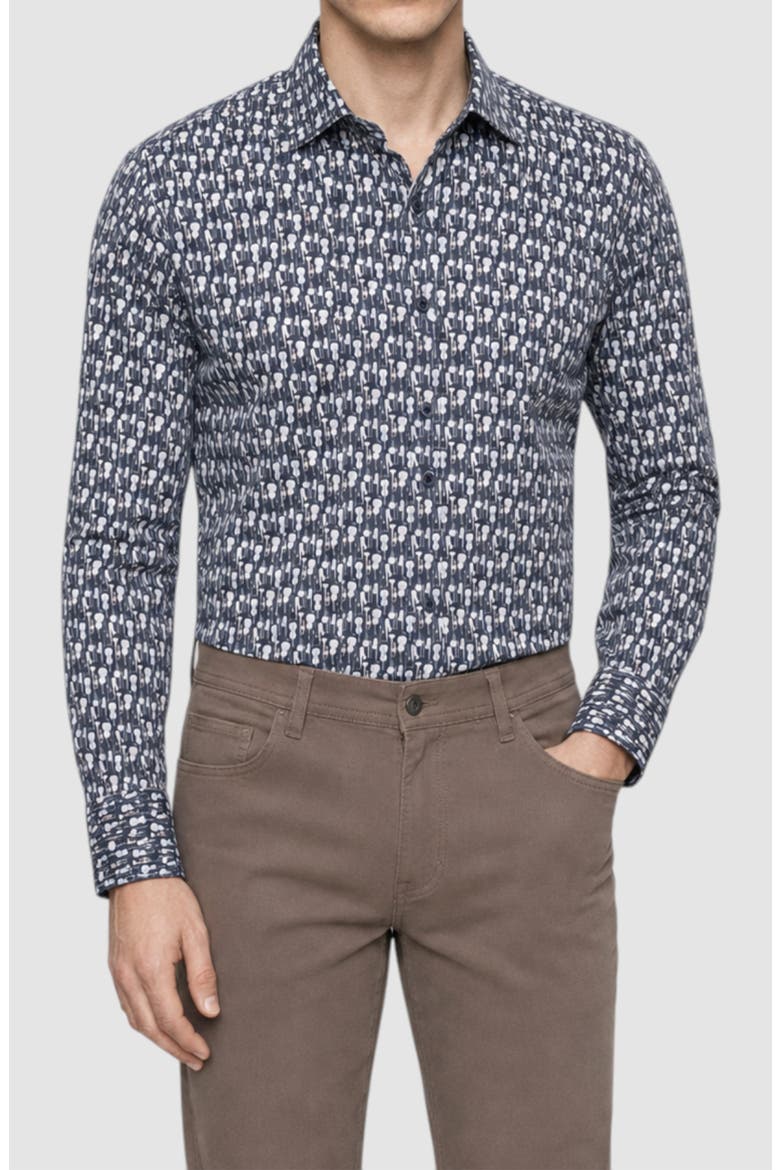 Jazz Ensemble Print Cotton Shirt, Main, color, NAVY