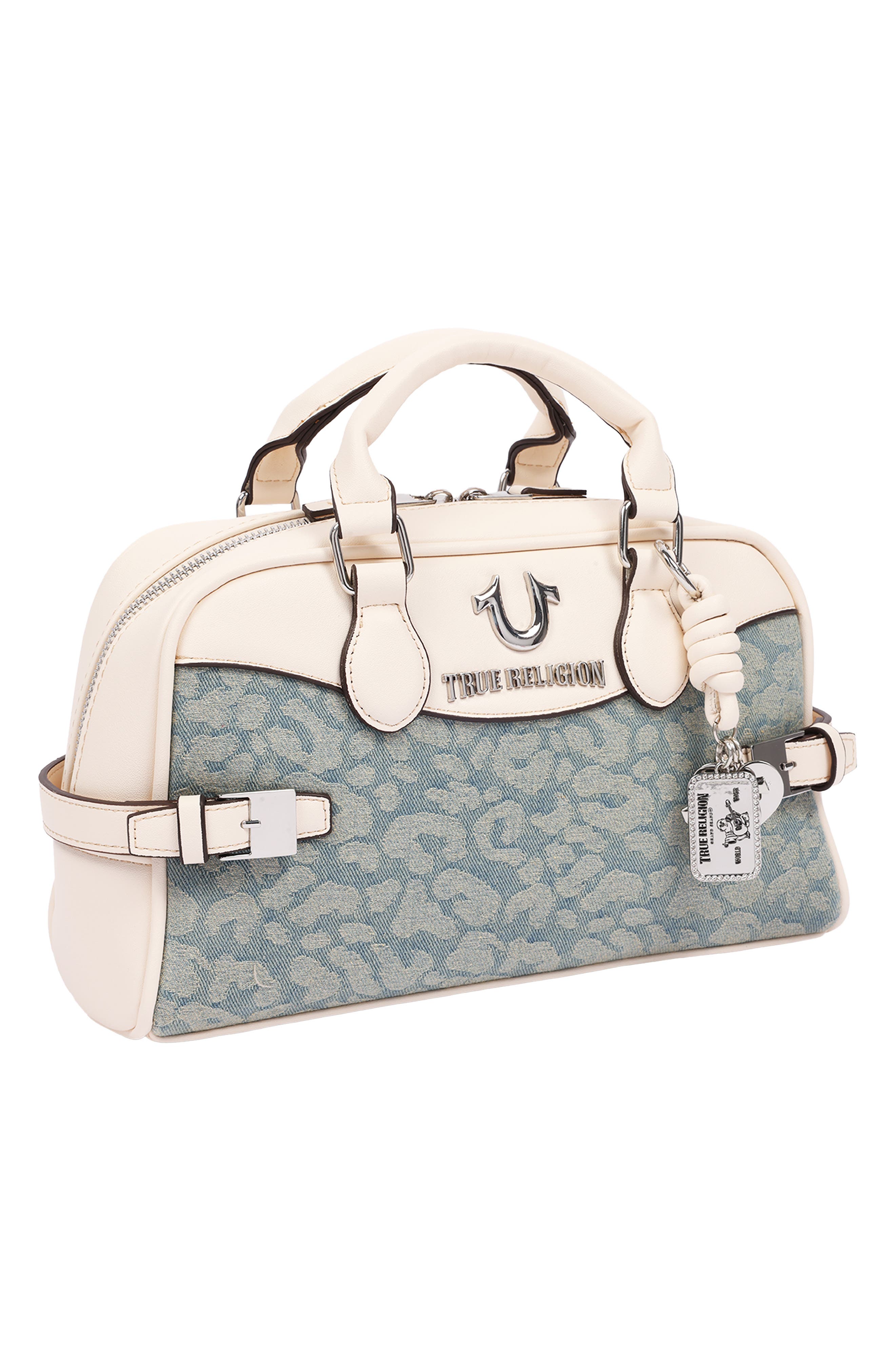 Brooks Leopard Denim Satchel, Alternate, color, CREAM