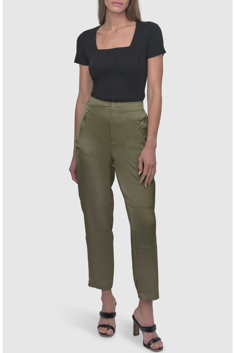 Zip Pocket Satin Pants, Alternate, color, UTILITY GR