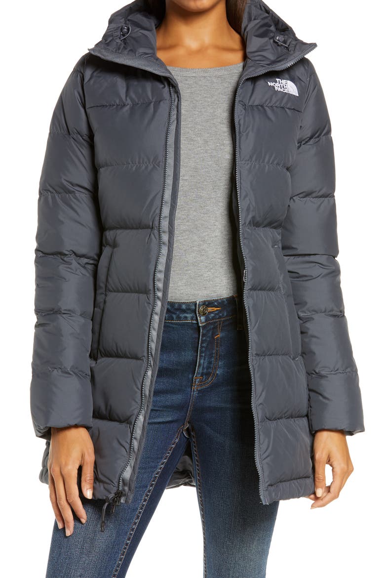 Gotham 550 Fill Power Down Hooded Parka, Main, color, VANADIS GREY