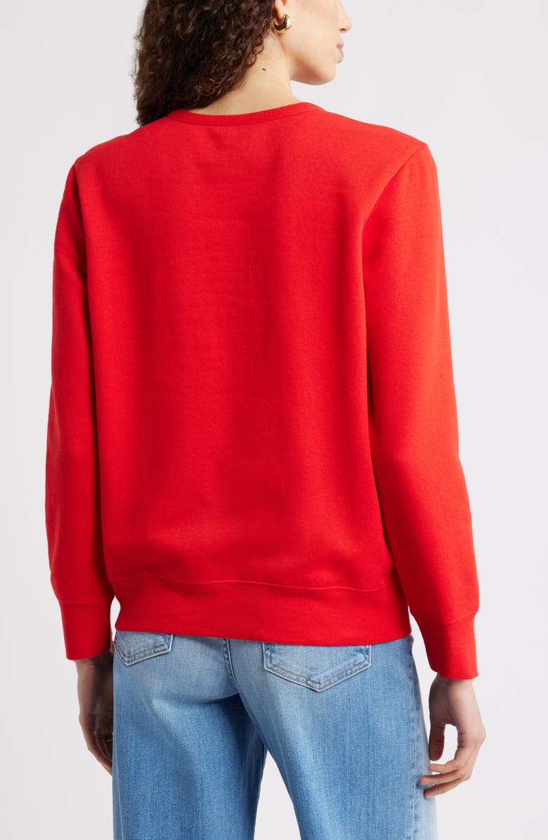 Caslon<sup>®</sup> Love Metallic Embellished Sweatshirt, Alternate, color, Red Goji Pink Yarrow Love
