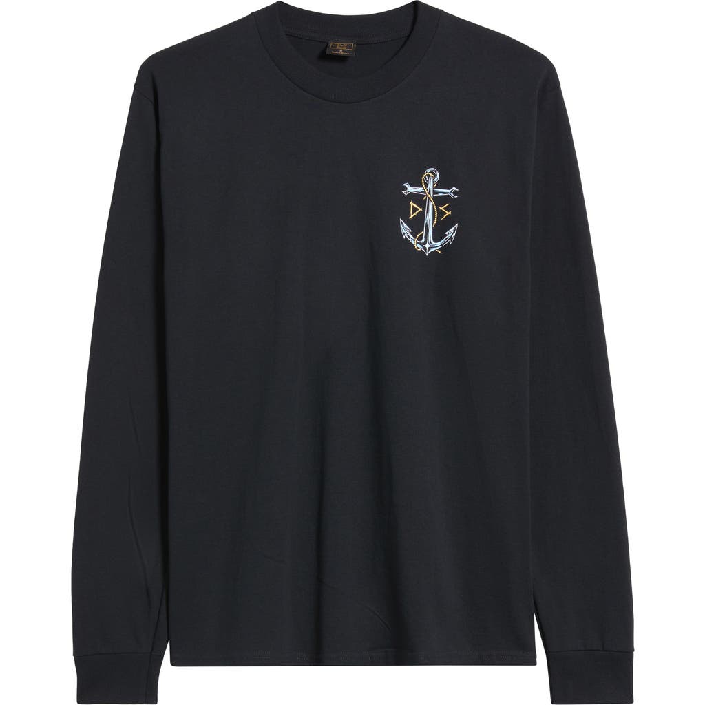 Dark Seas Waterlogged Long Sleeve Graphic T-shirt In Black
