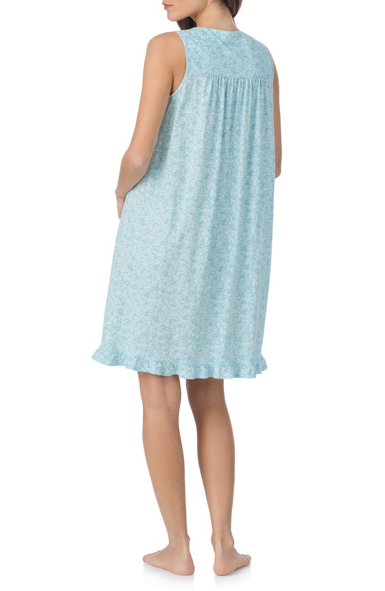 Eileen West Cotton Short Nightgown, Alternate, color, Aqua Print