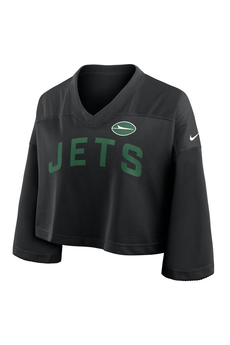 Women's Nike Black New York Jets Wide Receiver Cropped Mesh Dri-FIT Fashion Jersey, Alternate, color, Black