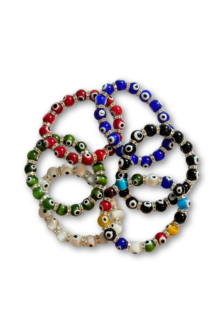 Evil Eye Beaded Bracelet, Alternate, color, Aqua