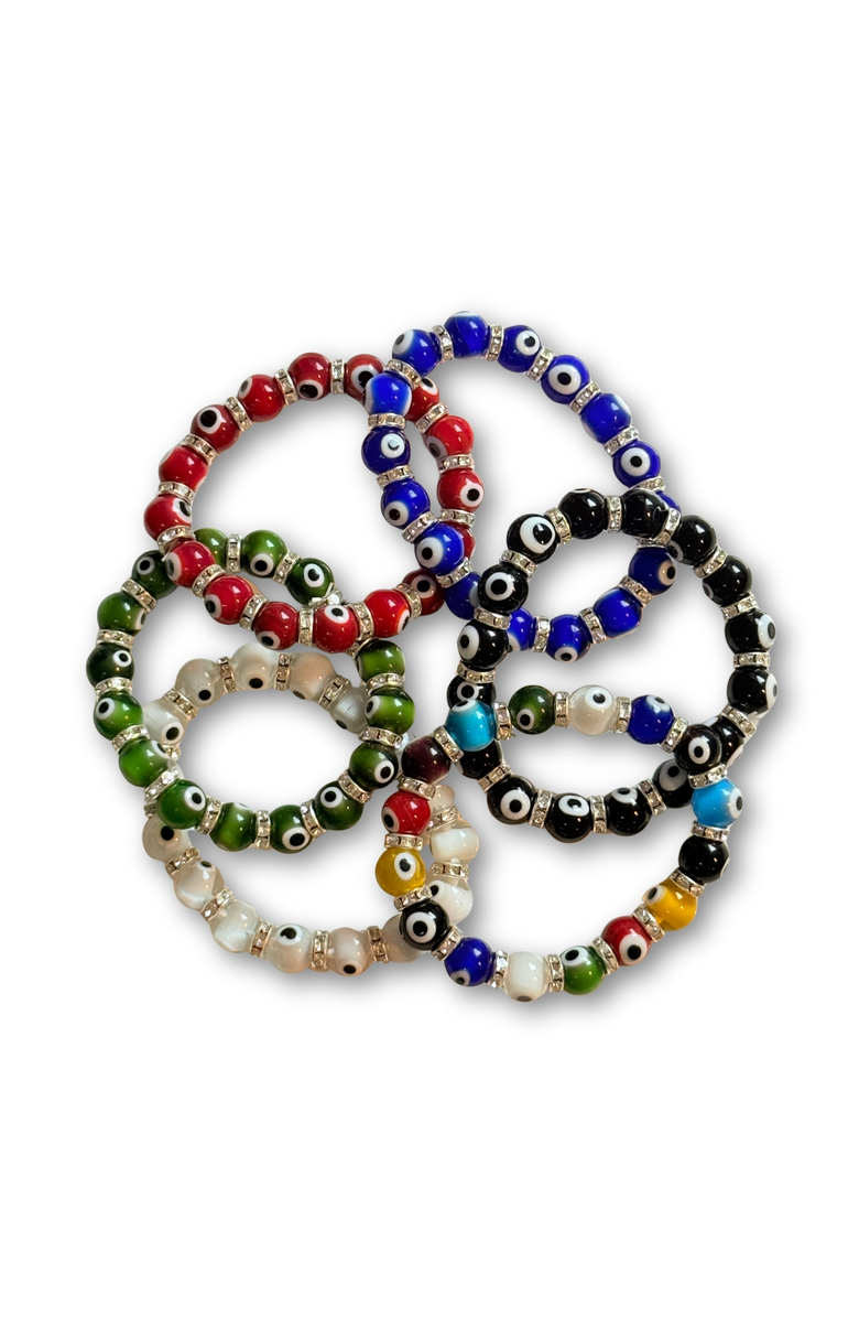 Humanist Beauty Evil Eye Beaded Bracelet, Alternate, color, Black