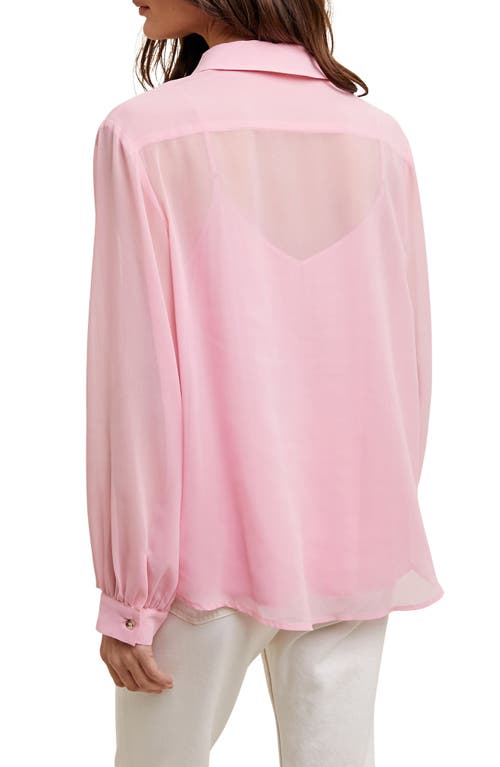Wishlist Chiffon Button Front Shirt With Cami In Ballet