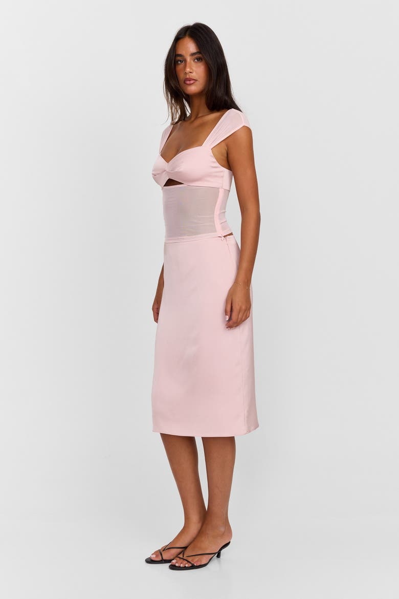 Anastasia Satin Midi Skirt, Alternate, color, Pink