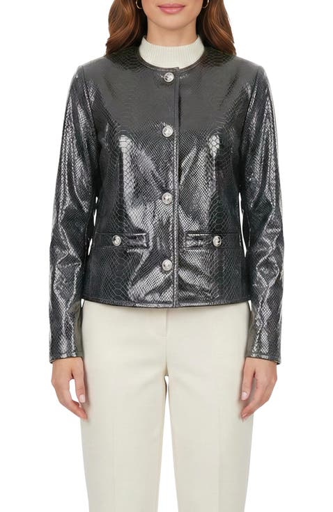 Genuine Metis Suede Pythn Printed Jacket