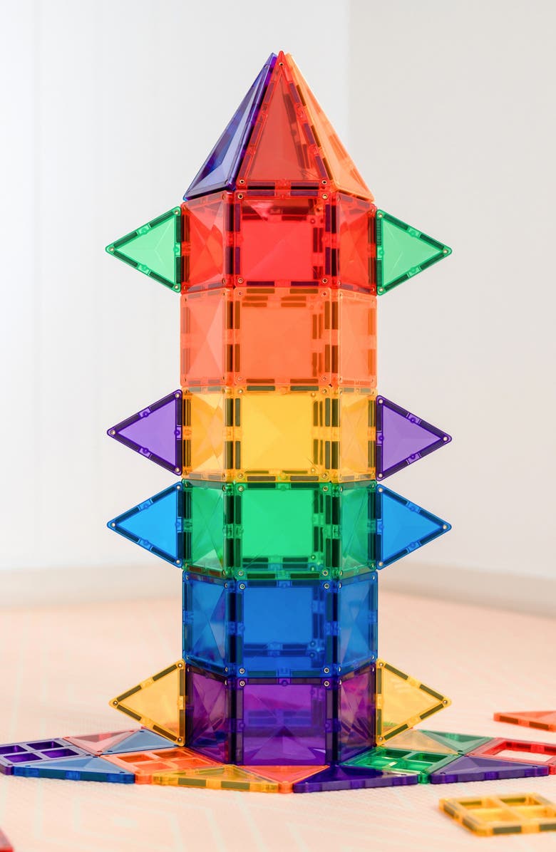 CONNETIX Kids' Rainbow Magnetic Tiles 102-Piece Creative Pack, Alternate, color, Rainbow