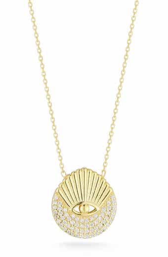 14K Gold Plated Evil Eye CZ Pendant Necklace