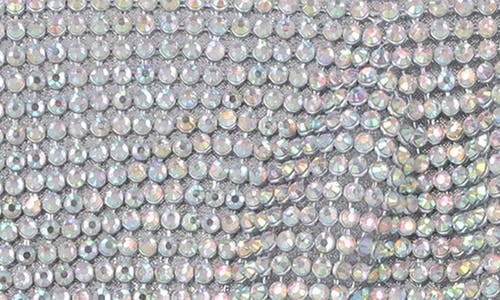 Jessica Mcclintock Simona Rhinestone Mesh Clutch In Irridescent Silver