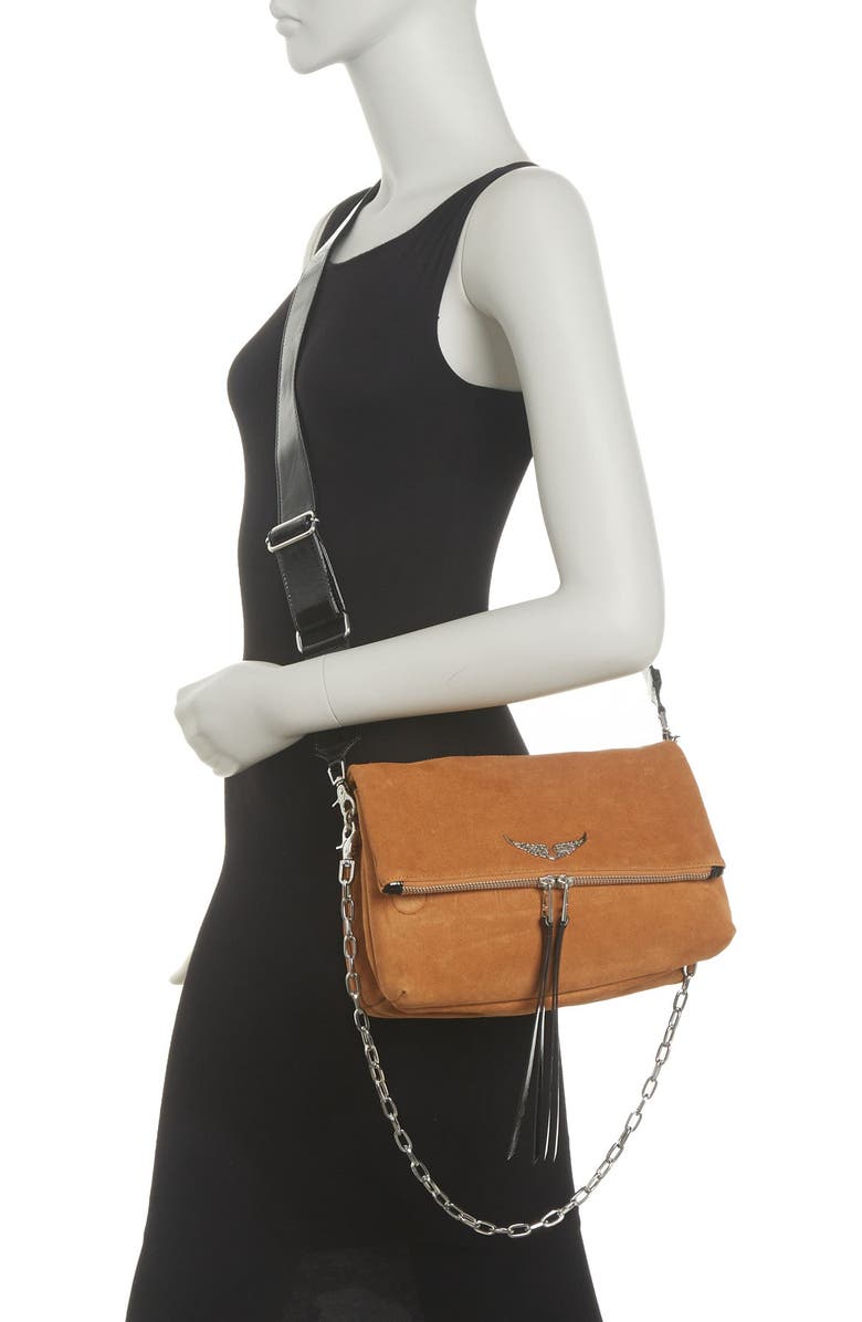 Zadig & Voltaire Rocky Suede Shoulder Bag, Alternate, color,