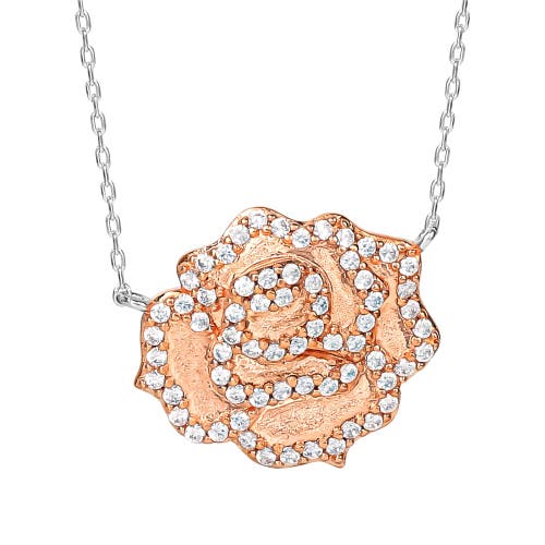 Disney Beauty And The Beast Belle Rose Necklace, 18" In Gold